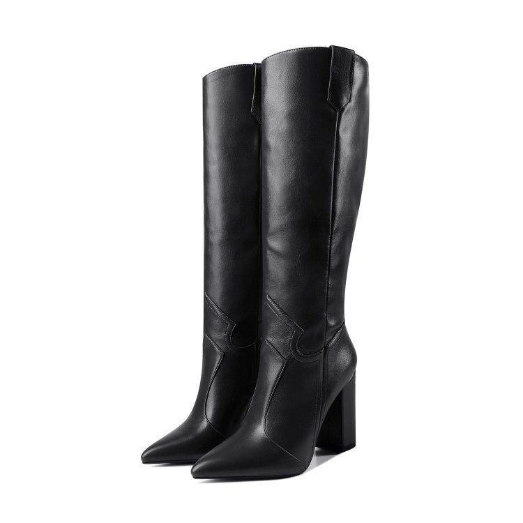 Pointed-Toe Knee-High Boots