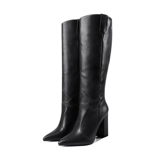Pointed-Toe Knee-High Boots