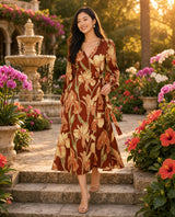 Falling For You Faux-Wrap Midi Dress