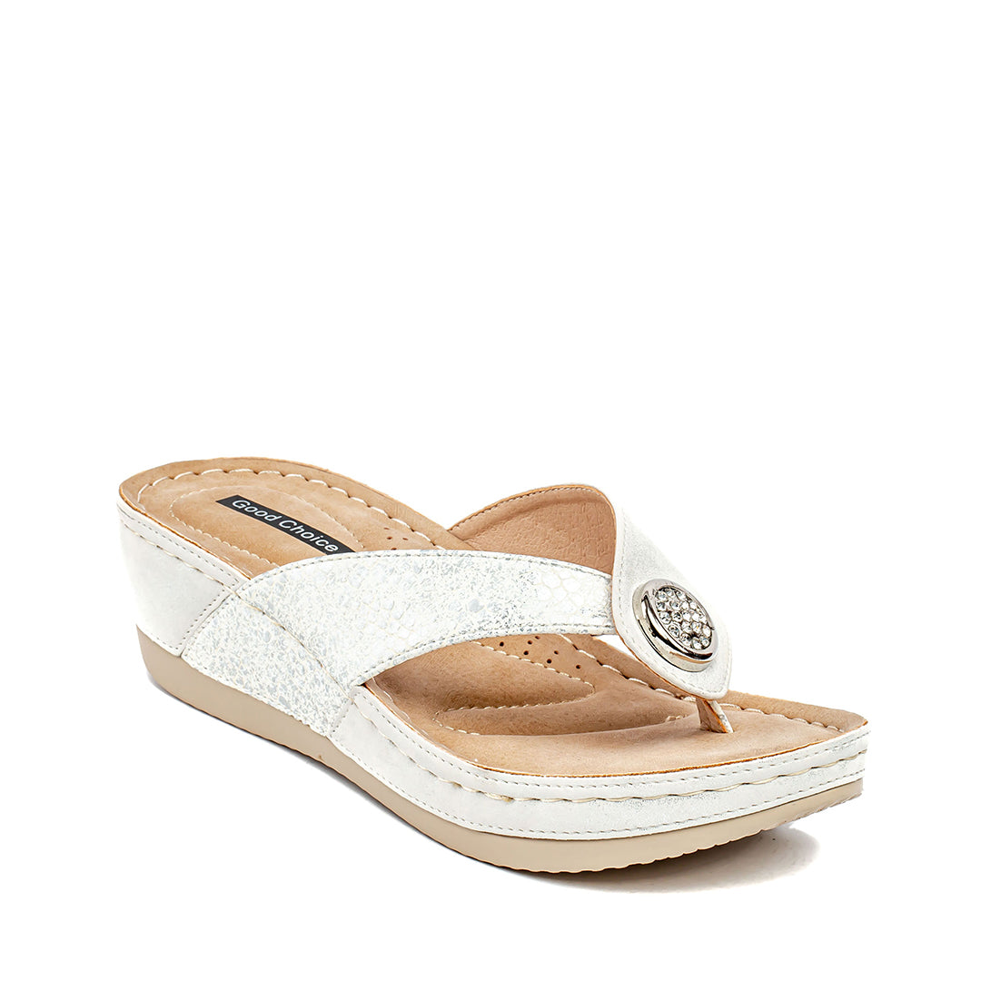 Dafni Wedge Sandal – White