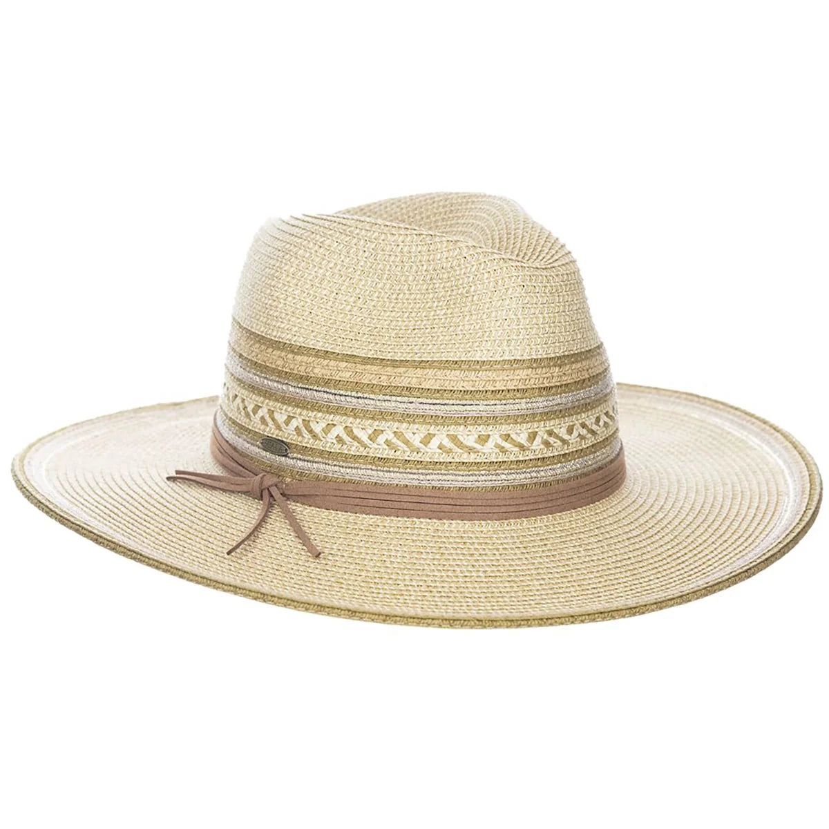 Scala Alento Wide-Brim Straw Fedora in Natural