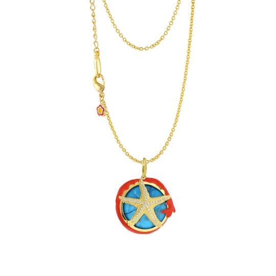 Pretty Little Things Starfish Necklace in Hot Red