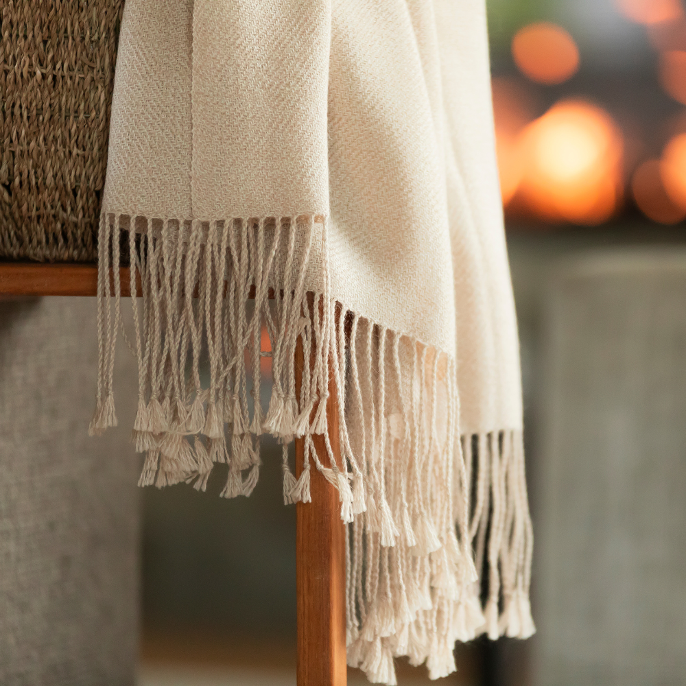 Wasi Ivory Mist Baby Alpaca Throw