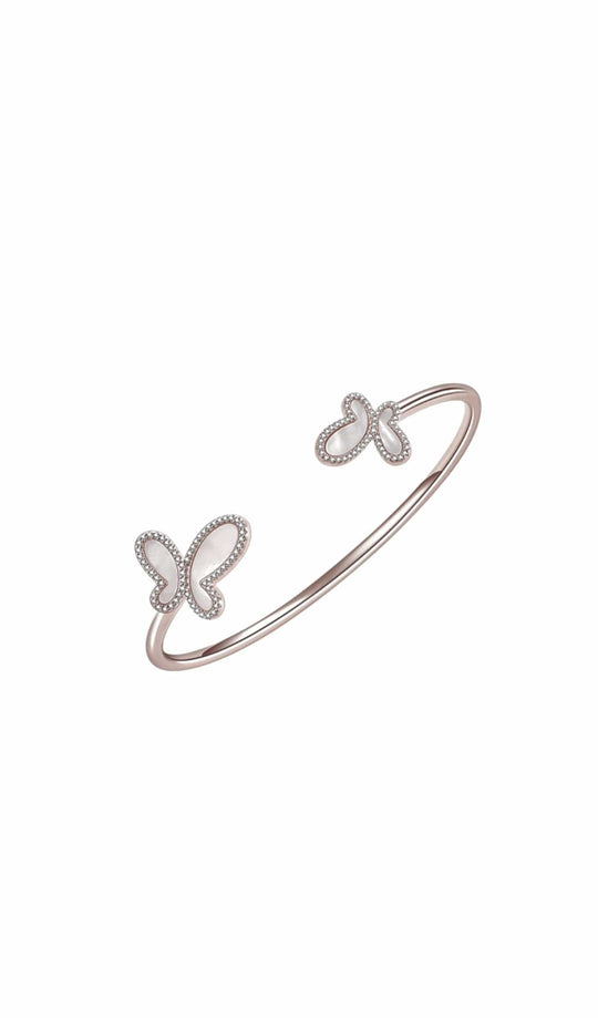 Mother-of-Pearl Butterfly Bangle in Silver