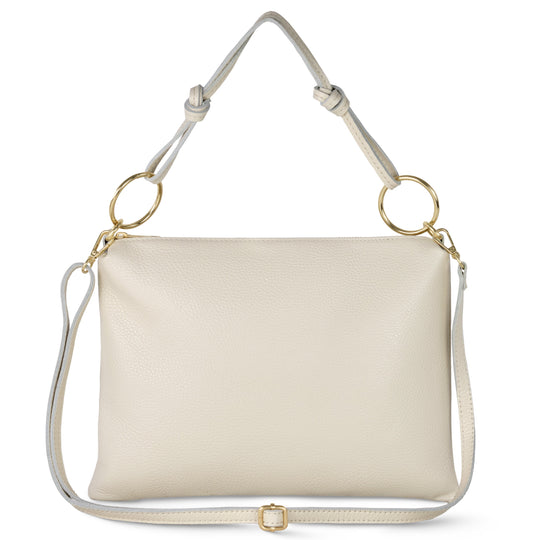 Livorno Italian Leather Shoulder Bag in Beige