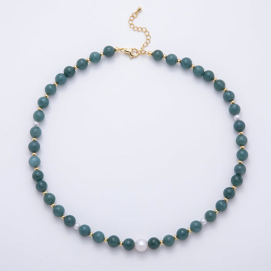 Green Aventurine & Shell Pearl Necklace