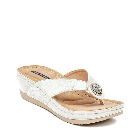 Dafni Wedge Sandal – White