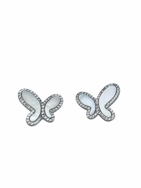 Mother-of-Pearl Butterfly Stud Earrings