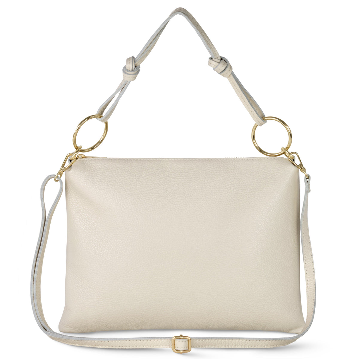 Livorno Italian Leather Shoulder Bag in Beige